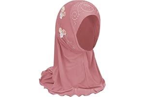 Faxianther Mädchen Kopftuch mit niedliche Blumen Hijab UV Schutz Weiche Atmungsaktive Muslimischer Kopfkappe Arabien Kopfbedeckung Schal Turban Sommermütze für 2-6 jahre kinder