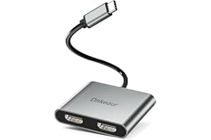 Dnkeaur HDMI Adapter for Dual Monitors,USB C to Dual HDMI Adapter 4K,Type C to HDMI Dual Monitor,USB C Splitter 2 Monitors Extended Display,HDMI Monitors Docking Station for Laptop (Only for Windows)