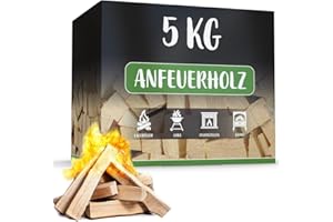 LIVING IT ca. 5 KG Anzündholz Anfeuerholz 10 dm³ I Trocken und Ofenfertig Kammergetrocknet Anmachholz Brennholz Kaminholz Kaminanzünder Smoker Grill BBQ Kamin Holzstücke Feuerschale Lagerfeuer