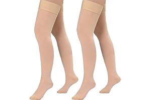 Evolyline Medical Open Toe Thigh High Compression Stockings for Women & Men with Silicone Band, Firm 20-30 mmHg Compression Socks Graduated Support for Varicose Veins Edema Flight