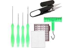 BIUCHJIU 8 Pcs/Set Carp Fishing Baiting Rigs Tool Kit Hair Rig Extender Boilie Bait Stops Barbel Course Drill Stringer Needle Carp Fishing Tackle Kit for Lures Bait Driller