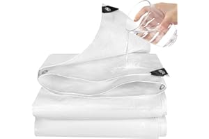 GKXLH Plandeka wodoodporna, wytrzymała, gruba, 180 g/m², wodoodporna, do użytku na zewnątrz, 4 m x 6 m, odporna na mróz, ochrona przed promieniowaniem UV, do ogrodu, pawilonu, kempingu, mebli, szopy (biała)