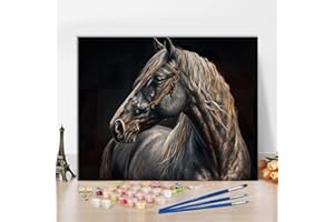 TISHIRON Animals Paint by Numbers for Adults Horse Paint by Number Kits with Brushes and Acrylic Pigment Oil Hand Painting Canvas Gifts Art Crafts for Home 16"x20"(Frameless)