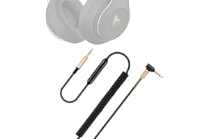 WEISHAN Studio3 - Cavo audio a spirale di ricambio per cuffie wireless Beats Studio3 / Solo3, microfono in linea da 3,5 mm e controllo del volume, funziona su PS5, Xbox One, 2,4 m