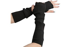 Suxgumoe Damen Winter Armstulpen, Damen Winter Stricken Handschuhe mit Armstulpen, Lange Fingerlose Pulswärmer Damen Handwärmer Stulpen