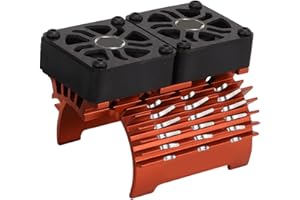 DILWE Ventola Motore Brushless RC, Doppia Ventola, 40-42 Mm, Alluminio, Dissipatore di Calore RC Car per Auto Telecomandata 1/8(arancia)