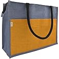 JUTEKA Multicolor spacious Jute Bag with Zipper Closure, Full Size Front Pocket and Large Handles…
