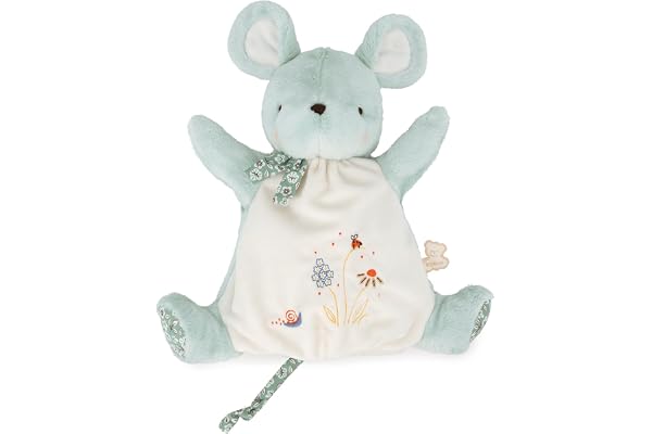 KALOO - Petites Chansons - Doudou Marionnette Souris Verte - Doudou Bébé - Peluche Marionnette à Main 24 cm - Jeu d'Éveil - Dès La Naissance, K210003