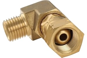 Hicello 1 Stück LPG Brass Connection Angle 90 ° 1/4" Left Gas Cooker Hose Angle Adapter Gasanschlusswinkel Verbindungswinkel Gas winkelstück 90° 1/4' links Eckverbinder aus Messing