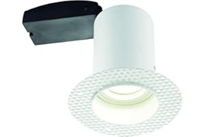National Lighting Fire Rated Plaster-in Anti Glare Downlights, Recessed Ceiling Lights, GU10 Halogen or LED, Trimless Spotlights - Pack of 10