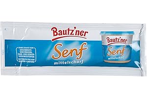 ‎BAUTZ'NER Bautz'ner Senf mittelscharf – 200 × 10 ml Portionsbeutel – Ostdeutscher Kultsenf für Gastronomie, Theken und Großhandel – Vegan, glutenfrei, laktosefrei – Ohne Geschmacksverstärker – Mild-scharf