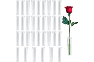 QEAPUG 33 Pièces Tubes à Essai à Fleur en Plastique Réutilisables, Tubes d'eau de Fleurs, Conteneurs d'eau pour Fleuriste avec Bouchon pour Plantes à Fleurs