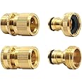 Hydrogarden Garden Hose Quick Connector Brass Quick Hose End Connector Garden Hose Nozzle Connect Kit,Quick Disconnect Hose Fittings Male and Female