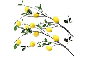 Aisamco 2 Pezzi Ramo di Limone Artificiale Frutta Decorativa Schiuma Limone Pianta di Plastica Finta 1,1 m di Lunghezza per la Casa Giardino Decorazione di Cerimonia Nuziale