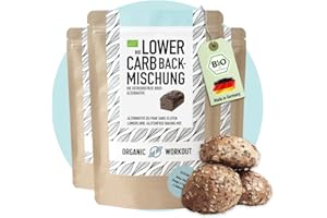 ‎ORGANIC WORKOUT LOWER-CARB-BROTBACKMISCHUNG 3x350g – Bio, vegan, glutenfrei, Eiweiss-Brot-Alternative, Lebensmittel ohne Getreide, lactosefrei, keto, Organic Workout