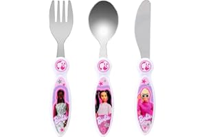 ZAWADI GLOBAL Barbie Doll Children's Kids 3pcs Cutlery Set - Knife/Fork/Spoon