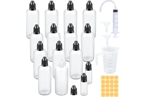 DKBT 15 szt. fiolki z tworzywa sztucznego, 13 pustych butelek 100 ml, 2 butelki z kroplomierzem 10 ml, do e-liquidu DIY, rzemiosła, butelek z podziałem