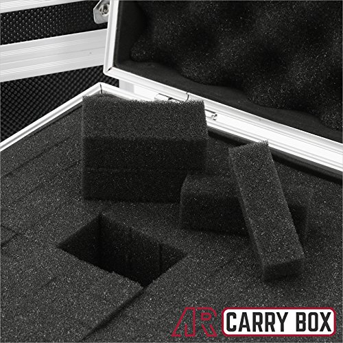 AR Carry Box® Kleine Alubox Alukoffer Aluminium Koffer Werkzeugkoffer leer 200x200x90mm Alu/Schwarz, 200x200x90mm Schwarz (Rasterschaum) - 6
