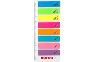 Kores - Segnapagina Trasparente a Forma di Bandiera con "Firma Qui", Strisce Adesive Colorate Ideali per la Firma di Documenti, 12 x 45 mm, Confezione di 8 Colorazioni per 25 Strisce Ciascuno