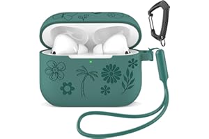 MATEPROX Custodia Silicone Compatibile con AirPods Pro 3 2025, Cover Protettiva Antiurto con Laccio e Portachiavi per AirPods Pro 3a Generazione-Verde pino