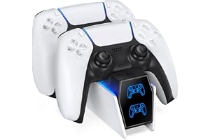 OIVO PS5-kontrollladdare, 2H snabb PS5-laddare med 2 typer av kablar för PS5-kontroller, laddningsstation, kompatibel med Dua