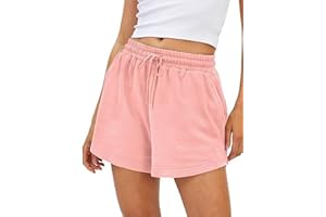 Rayson Short Femme Ete Léger Taille Haute avec Poches Shorts de Sport pour Femmes Taille Élastiquée Réglable Pantalon Court pour Yoga Jogging Running