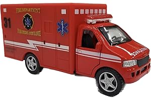 Kinsmart 5.25" Diecast Model Rescue Fire Department Paramedic Ambulance Red by Happy Toys