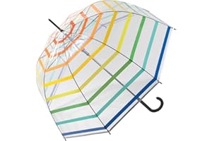 UNITED COLORS OF BENETTON Benetton Dip Dye - Ombrello trasparente automatico, Trasparente-colorato, 105 cm, Paralume a campana