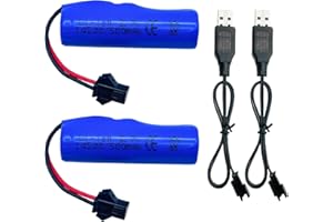 VBILUM 3,7V 500mAh Li-Ion Akku Wiederaufladbar mit SM 2P-Stecker für Ferngesteuertes Auto, Doppelseitig rollendes Stunt-Fernsteueru, Kleines RC-Boot, Amphibisches ferngesteuertes Spielzeu, RC-LKW (2 Stück)