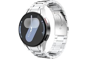 MoKo Bracelet en Métal Compatible avec Samsung Galaxy Watch 7 FE 6 5 4 40mm 44mm/Watch 6 Classic 43mm 47mm/Watch 5 Pro 45mm/4 Classic 42mm 46mm, Bracelet de Remplacement en Acier Inoxydable pour Homme