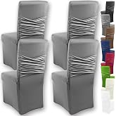 Infactory Stretch-Stuhlhussen 4er-Set – Öko-TEX, Weiß, 42x42x60 Cm, Waschbar