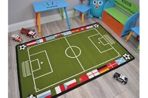 Rugs Supermarket Kids Non Slip Machine Washable Football Pitch Play Mat. Available in 3 Sizes (100cm x 160cm)