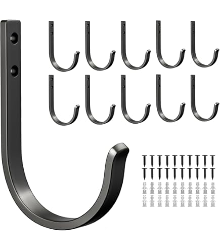 thumbnail: UNINGYI 20 Stuks Sleutelhaken Set - Zwarte Wandhaken Met Schroeven - Voor Badkamer En Keuken