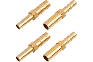 4 stycken slang ID mässing reducerare, slangadapter 8 mm till 6 mm, kontakt med krok, slangreduktion för luft, vatten, olja, bränsle, gasslangadapter av mässing