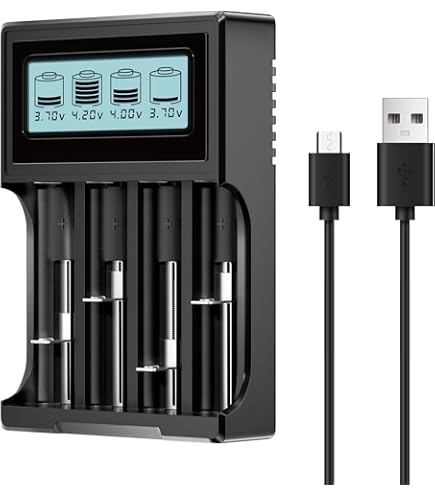 18650 Pile Chargeur Avec 2 Pcs 3.7V 2200mAh Flat Top Pile