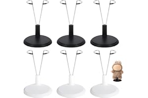 Tinoaly 6 St Teiliger Puppenständer, Verstellbar Figurenhalter Zubehör Spielzeugdisplays für die Dekoration im Homeoffice für 10,16–20,32 cm (Weiß und Schwarz)