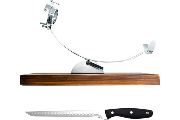 Nerthus FIJ 956 set support jambon basculant avec tête rotative et base réglable avec couteau à jambon