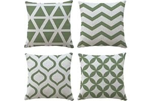 Hangood Waterproof Cushion Covers Outdoor Garden Geometry Set of 4pcs Throw Pillow Case Home Decorative Sofa Protectors Chair Living Room Green 20"x20"