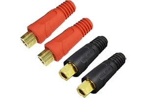 RIVERWELD Conector de panel para cable de soldadura TIG EDKL35-50, 315 A, color negro y rojo, estilo Dinse, 4 unidades