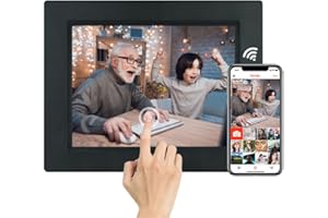 JAIHONDA Cadre photo numérique WiFi de 22.9 cm, 1280x800 IPS écran tactile intelligent Cloud Cadre vidéo à partager via l'application Frameo avec 16 Go de stockage, support USB ou carte SD, montage mural