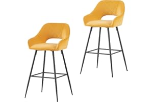 AINPECCA Bar Stools Set of 2 Gold Velvet Barstools Breakfast Bar Stools with Arms Backs Workshop Kitchen Barstool Upholstered Seat Metal Footrest for Home Bar, Counter, Kitchen and Islands