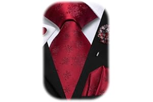 Hi-Tie Christmas Ties for Men Xmas Snowflake Santa Claus Christmas Tie Festival Necktie Pocket Square Set