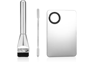 BOHUIZ 3 Pcs Make Up Spatula Tool with Makeup Mixing Palette, Foundation Spatula, Makeup Brush, Makeup Palette Tray for Women Girl Reusable Beauty Tools for Facial Cosmetic, Nail Art, Pigment Blending