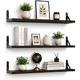 Decazone Floating Shelves for Wall Storage Set of 3, MDF Board Bookshelves for Living Room, Bedroom, Kitchen, Office Sturdy W