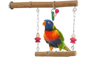 STORAFFY Juguetes para pájaros y Loros | Columpio Colgante para pájaros | Soporte Madera Natural para Loros, Juguetes para periquitos | Juguetes Percha oscilante para Accesorios Jaula pájaros