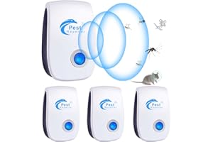 PUTAII Repelente Ultrasónico de Plagas, 4 Pack Electrónico Repelente Mosquitos Insectos Control de Plagas,Repelente Ultrasónico Ratas para Interiores Anti Cucarachas, Moscas, Mosquitos, Ratones, Arañas