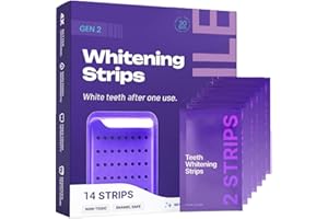 Strisce Sbiancanti Denti, Sbiancante Denti, Whitening Strips, 30 Minuti di Rapido Effetto Visibile, Rimuove Macchie Caffè/Vino/Fumo (1 Scatola - 14 Pezzi)