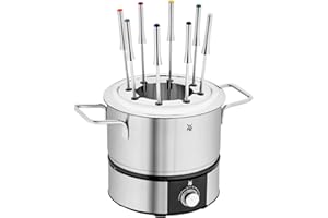 WMF Lono zestaw do fondue dla 8 osób, elektryczny fondue, 1400 W, regulacja temperatury, uchwyt na widelec, garnek indukcyjny 1,2 l, Hot Pot, stal nierdzewna matowa