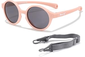 Maesy Lunettes de Soleil Bébé - 0-2 Ans - Protection UV400 Polarisée - Cadre Flexible et Pliable - Bande Élastique Réglable - Lunettes de Soleil Sûres et Confortables - Pour Enfant – Noah