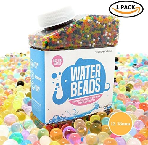 1 X Pack ~ Water Beads Rainbow Mix ~ Vibrant Colours ~ 9oz (40,000 beads) for Orbeez Spa Refill, Sensory Toy, Kids Bath Toy, Vases, Plants, Wedding and Home Decoration ~ 12-18mm Diameter